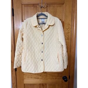 White Stag Women's Pale Yellow Quilted Button Front Jacket Large L 12/14